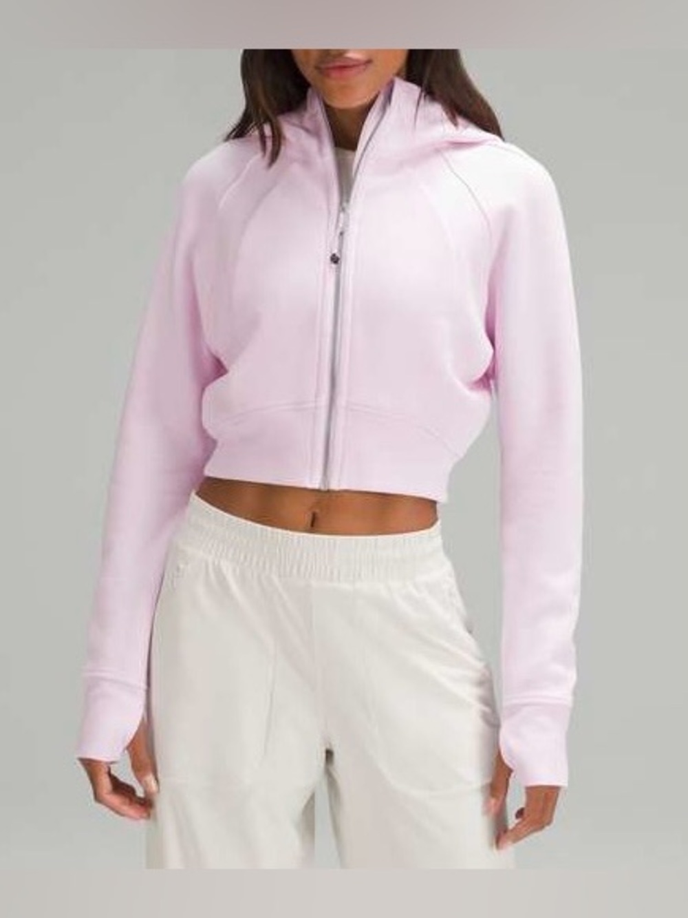 LULULEMON Meadowsweet Pink Scuba Full Zip Cropped Hoodie